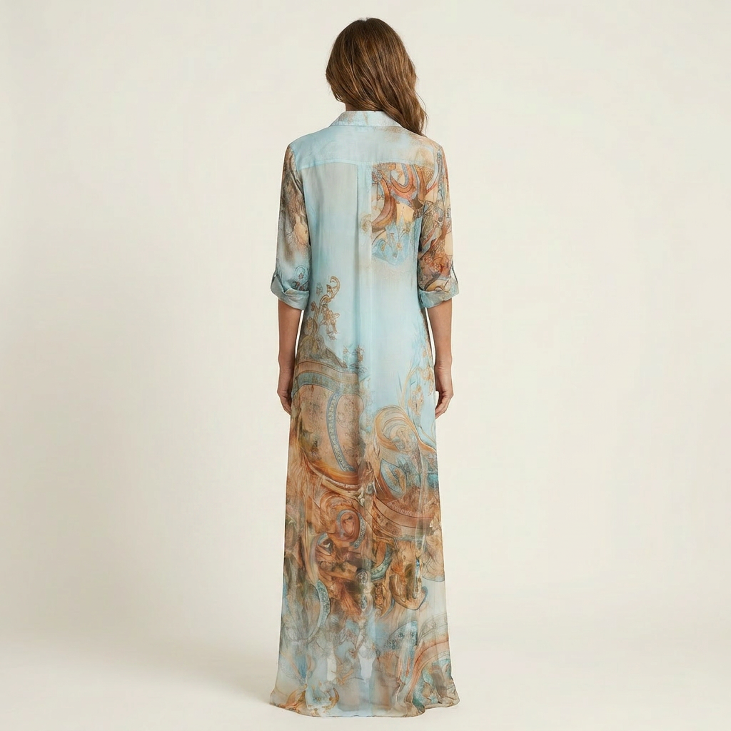 Lucrezia Printed Maxi Shirt Dress