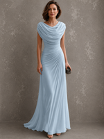 Melania Cowl-Neck Draped Maxi Dress - Light Blue