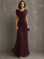 Melania Cowl-Neck Draped Maxi Dress - Burgundy