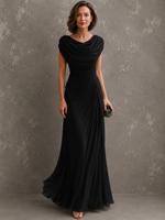 Melania Cowl-Neck Draped Maxi Dress - Black