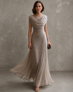 Melania Cowl-Neck Draped Maxi Dress - Taupe