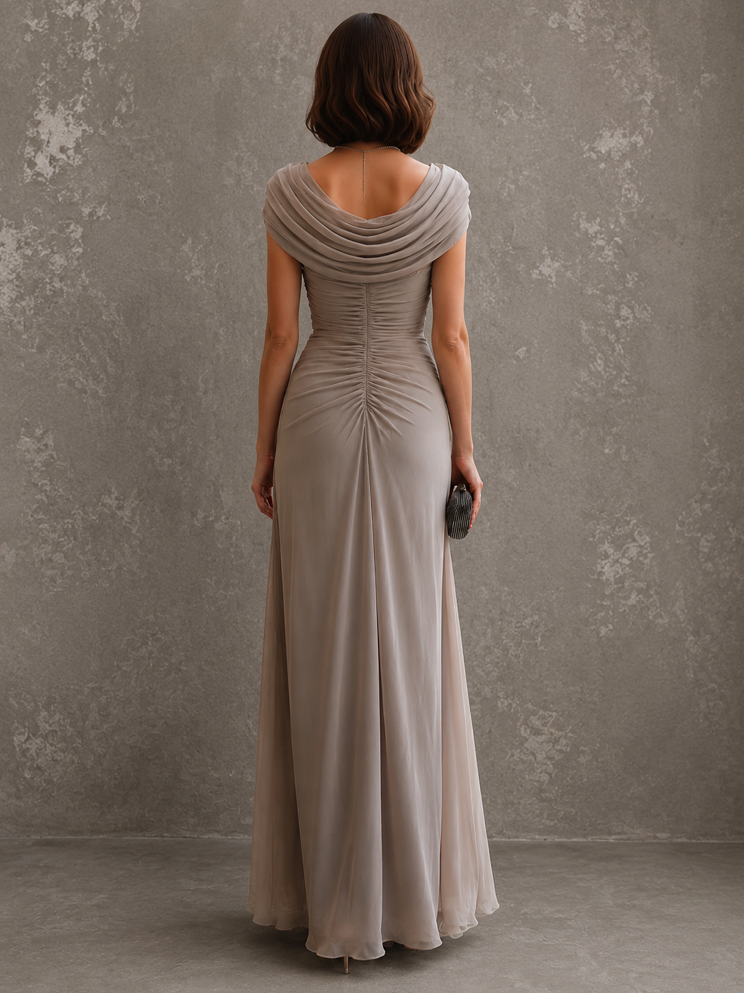 Melania Cowl-Neck Draped Maxi Dress