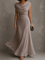 Melania Cowl-Neck Draped Maxi Dress