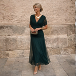 Michela Off-Shoulder Chiffon Maxi Dress - Dark Green