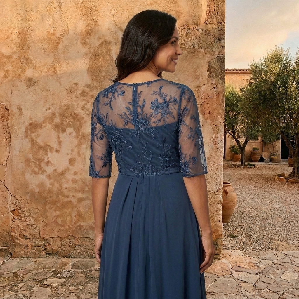 Morena Lace Bodice Chiffon Maxi Dress