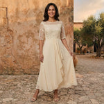 Morena Lace Bodice Chiffon Maxi Dress - Cream