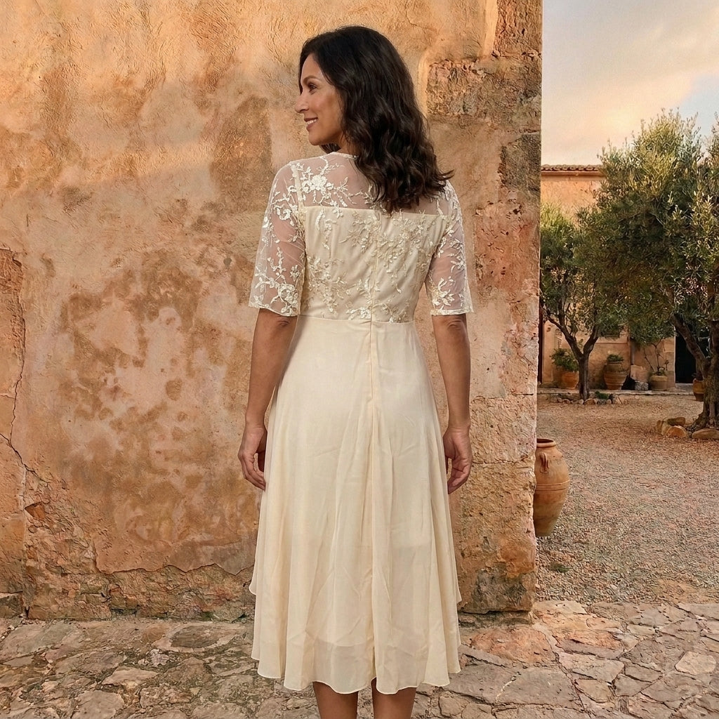 Morena Lace Bodice Chiffon Maxi Dress
