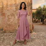 Morena Lace Bodice Chiffon Maxi Dress - Dusty Rose
