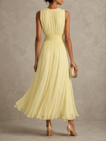 Rebecca Ruched-Waist Chiffon Maxi Dress