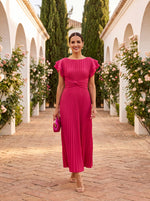 Sofia Pleated Tie-Waist Maxi Dress - Fuchsia