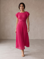 Sofia Pleated Tie-Waist Maxi Dress