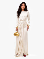 Sveva Draped Satin Maxi Dress - Cream