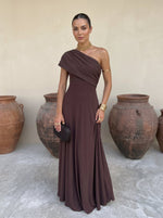 Teodora Draped Maxi Dress - Chocolate