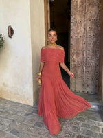 Teodora Draped Maxi Dress - Terracotta