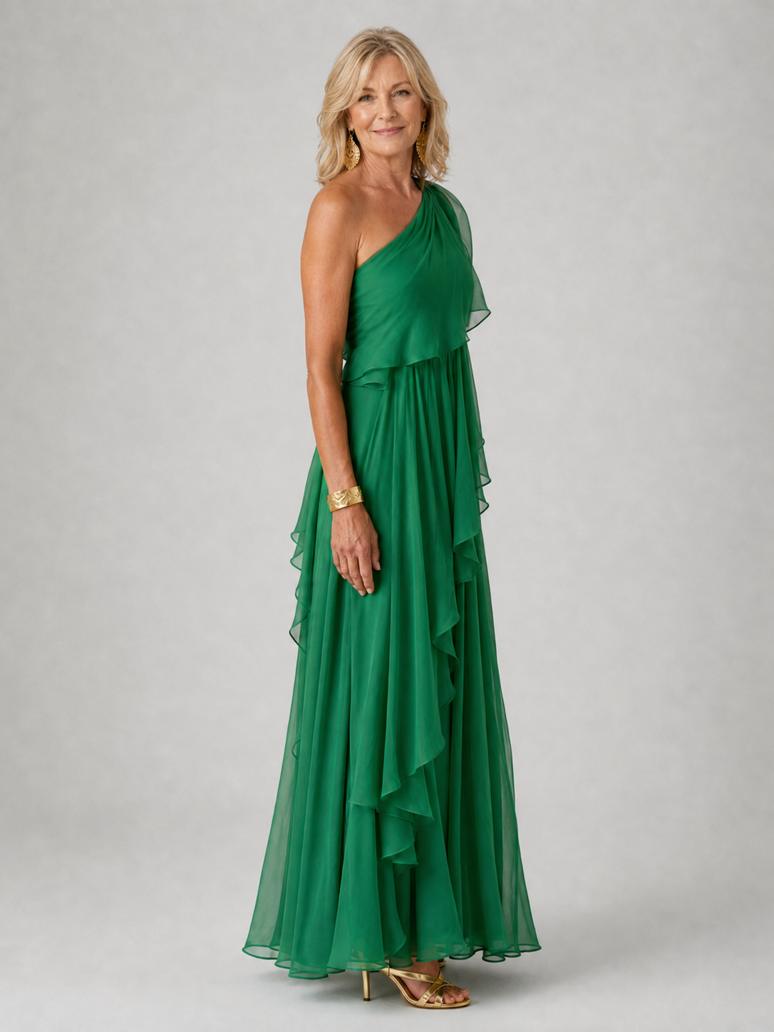 Virginia One-Shoulder Ruffle Maxi Dress