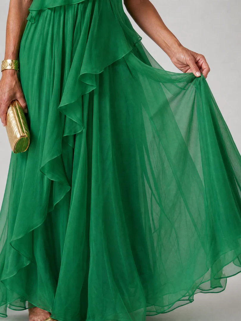 Virginia One-Shoulder Ruffle Maxi Dress