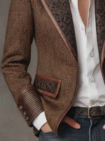 Francesca Herringbone Print-Panel Blazer