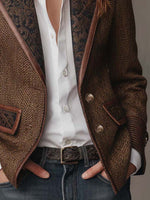 Francesca Herringbone Print-Panel Blazer