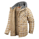 Davide fleece-lined hooded plaid jacket for men