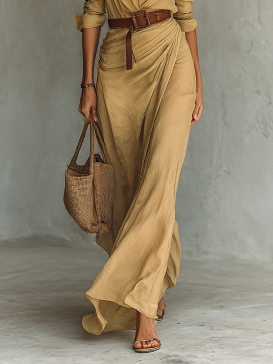 Alina belted maxi shirt dress - side view