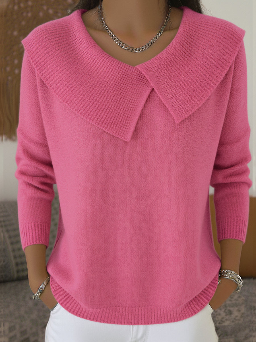 Ilaria Pleated Shawl-Collar Sweater - Pink