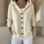 Ginevra Hooded Button Cardigan - Beige