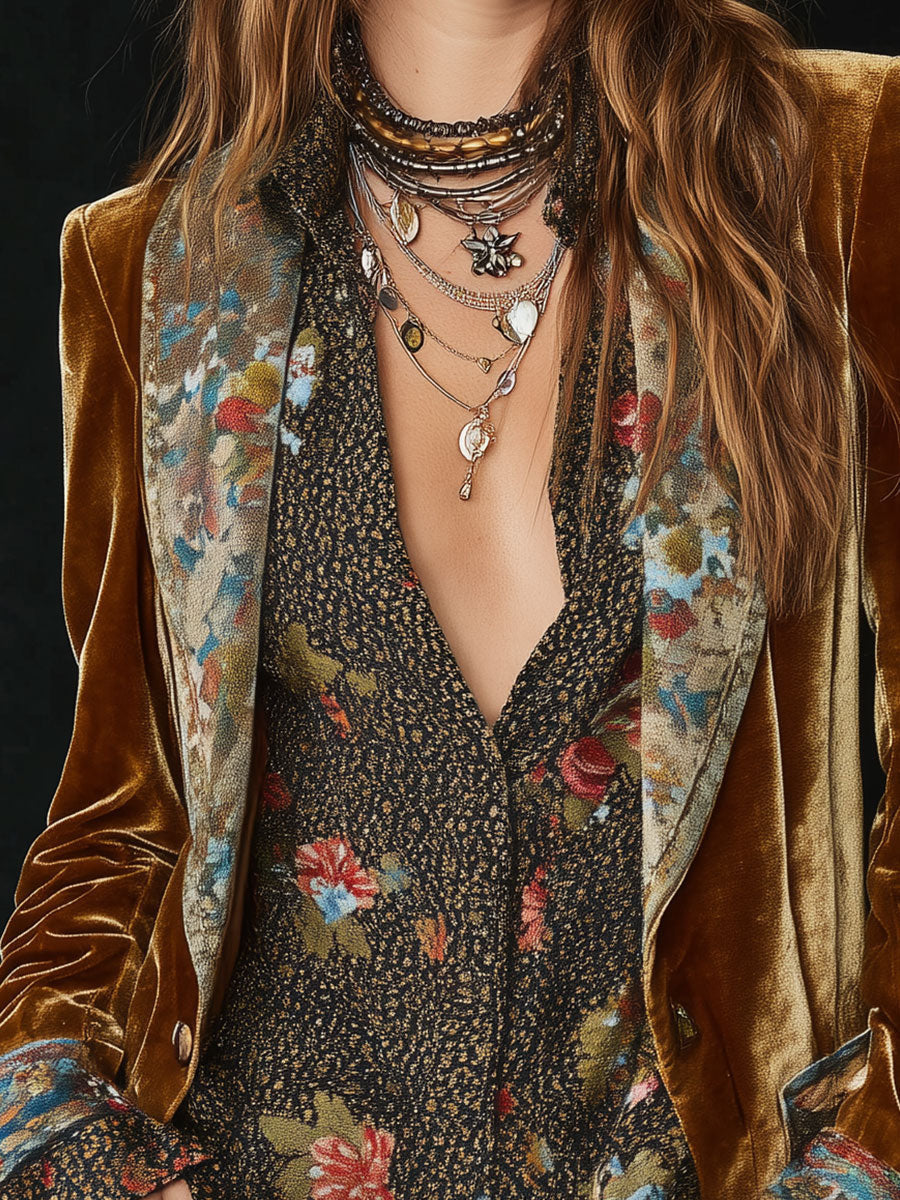 Anna Vintage Floral Patchwork Blazer