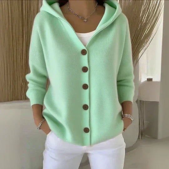Ginevra Hooded Button Cardigan - Green