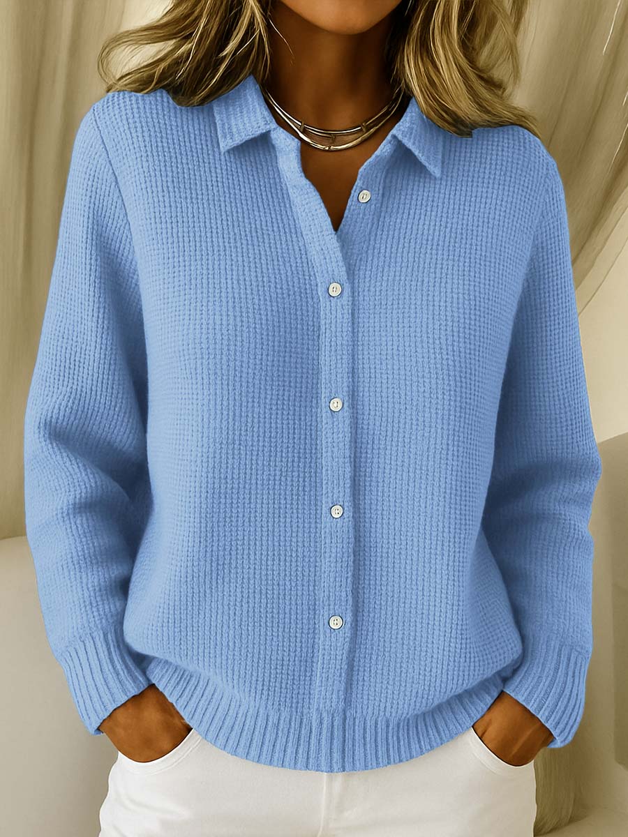 Ersilia Textured Knit Cardigan - Blue