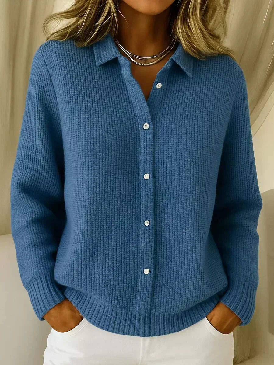 Ersilia Textured Knit Cardigan - Dark Blue