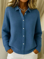 Ersilia Textured Knit Cardigan - Dark Blue