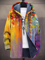Rosalia Patchwork Hooded Fleece Cardigan - Rainbow