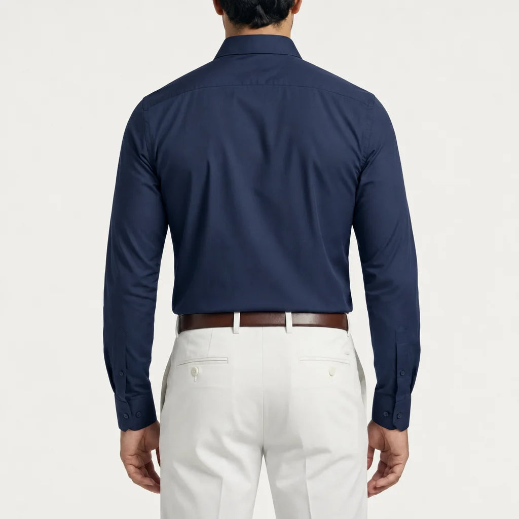 Leonardo Stretch Dress Shirt - Navy (back)
