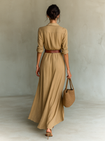 Alina Belted Maxi Shirt Dress