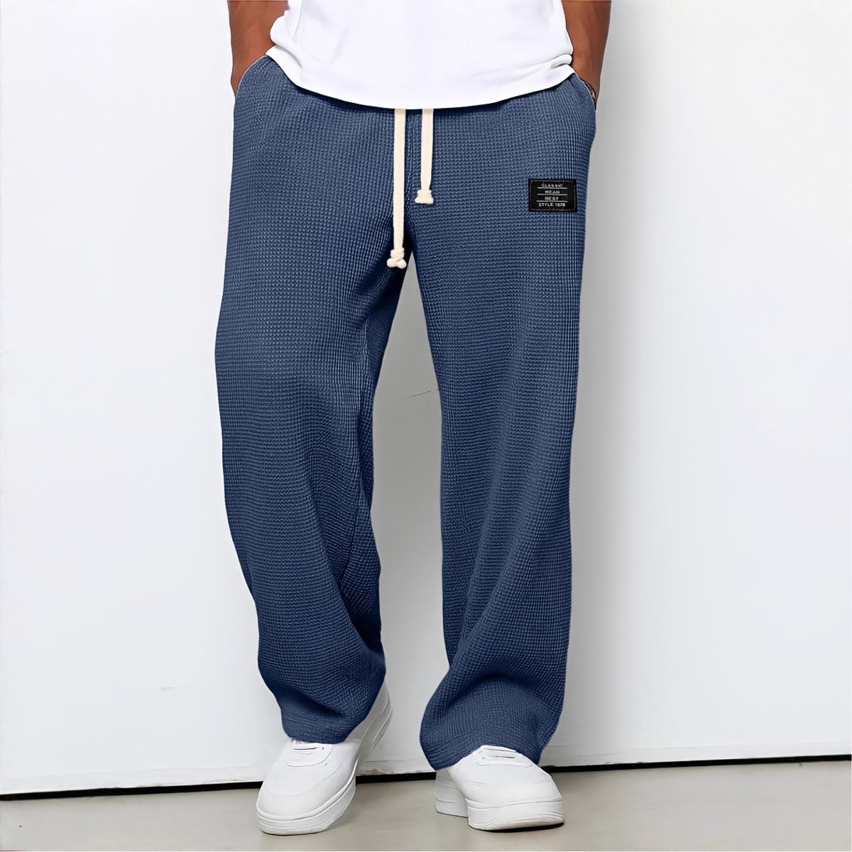 Relaxed Wide-Leg Drawstring Trousers - Navy