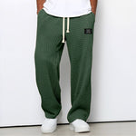 Relaxed Wide-Leg Drawstring Trousers - Dark Green