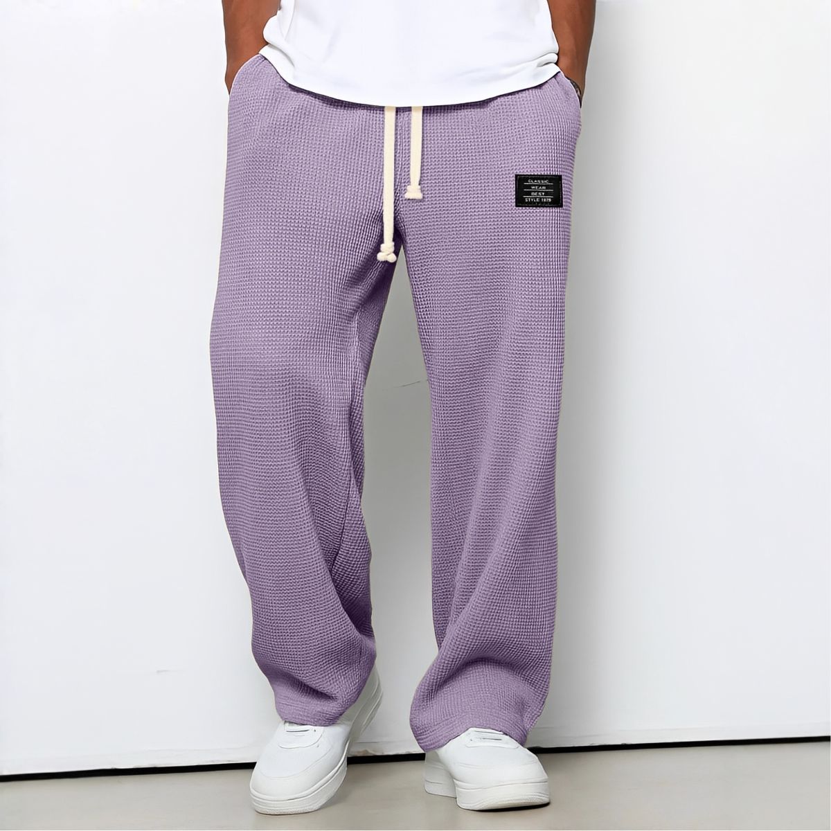 Relaxed Wide-Leg Drawstring Trousers - Lavender