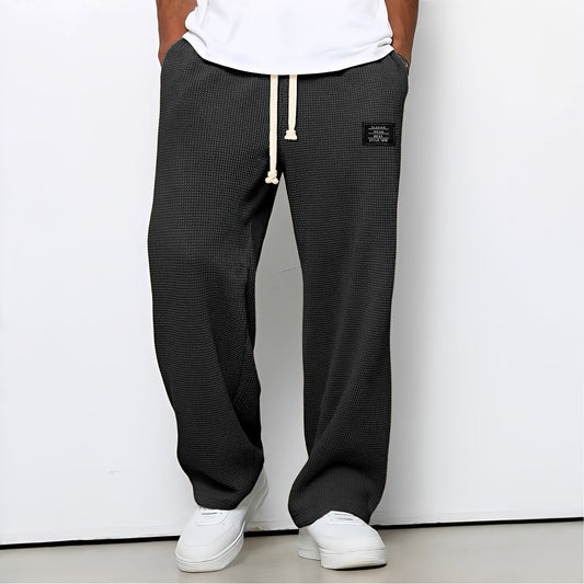 Relaxed Wide-Leg Drawstring Trousers - Black
