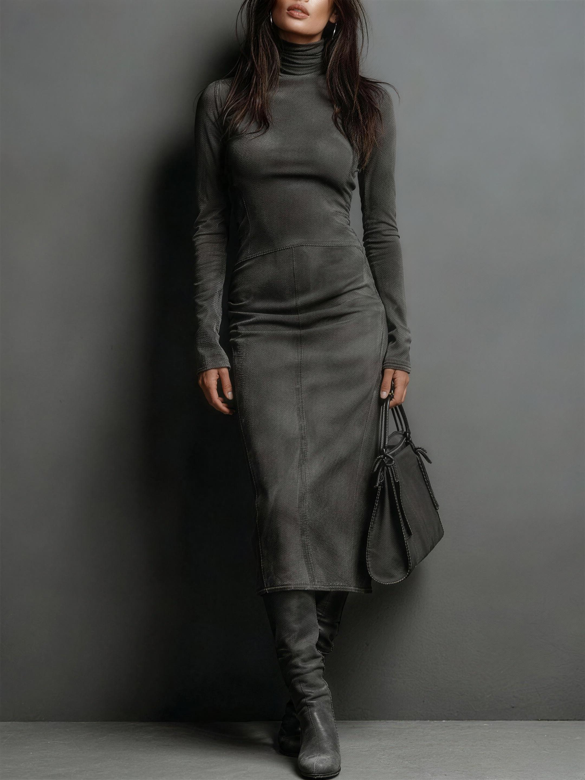 Fiorella turtleneck midi dress