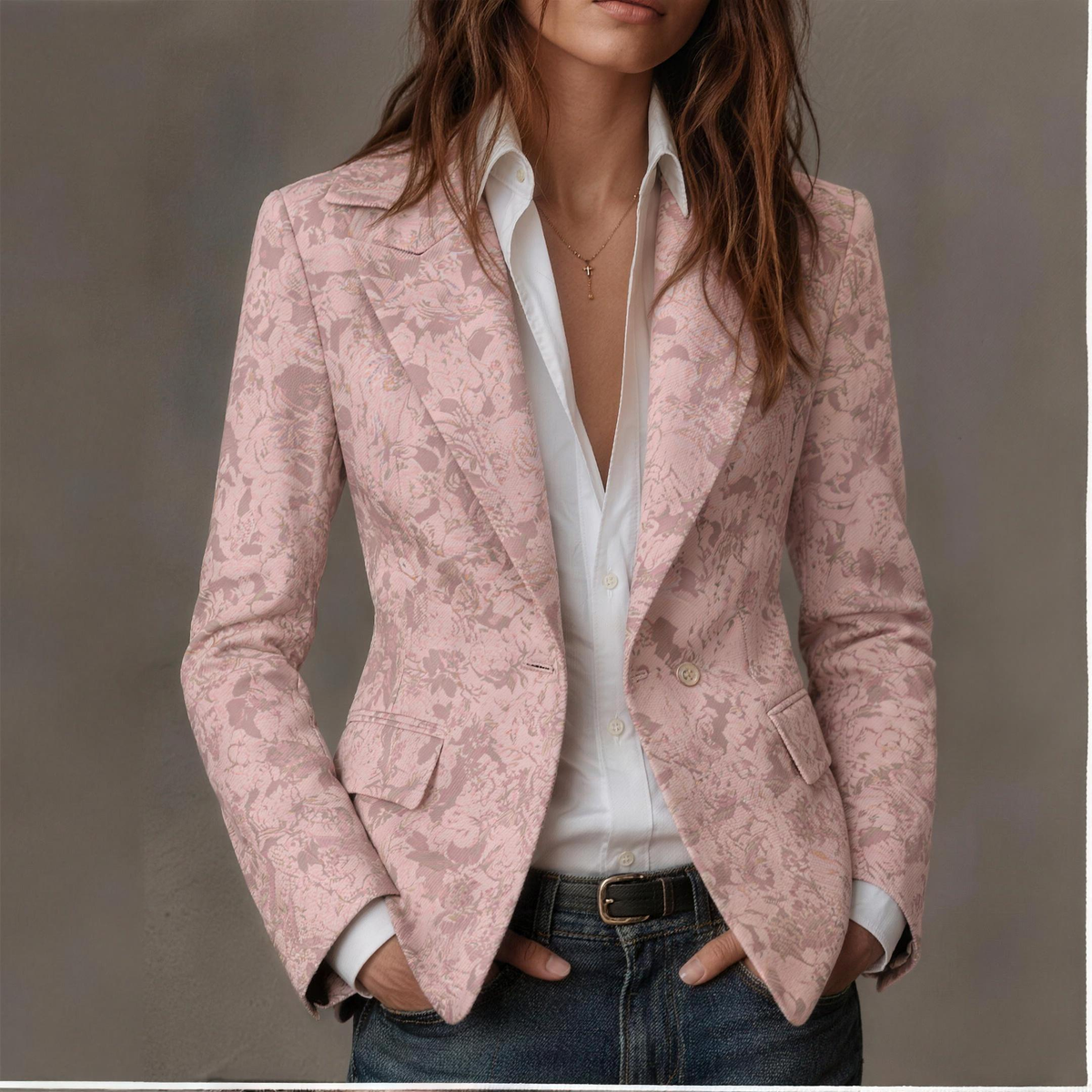 Loretta fitted jacquard blazer - pink
