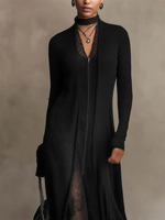 Flavia ribbed knit & lace maxi dress - zip front and choker