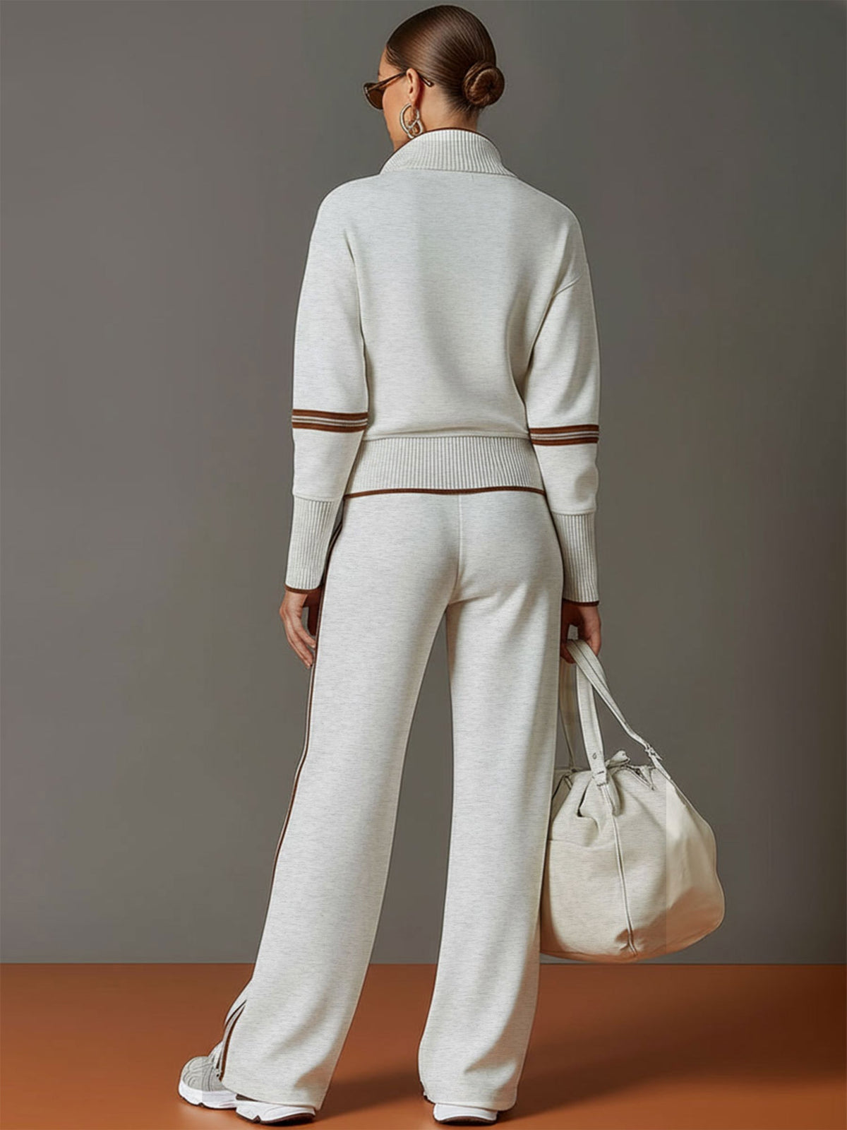 Raffaella Half-Zip Sweatshirt & Wide-Leg Pants Set