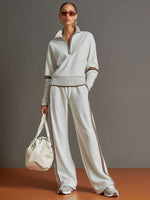 Raffaella Half-Zip Sweatshirt & Wide-Leg Pants Set
