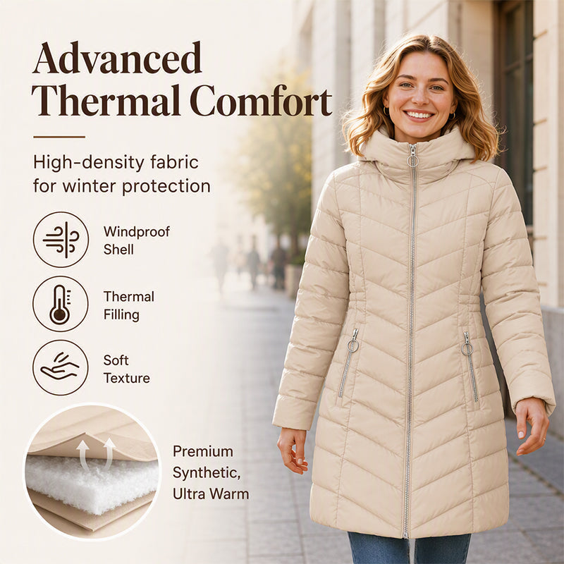 Alpine Quilted Hooded Long Coat