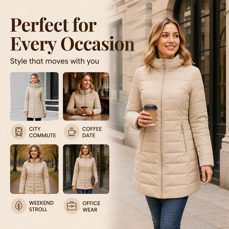 Alpine Quilted Hooded Long Coat