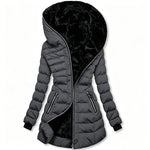 Alpine Quilted Hooded Long Coat - Light Gray