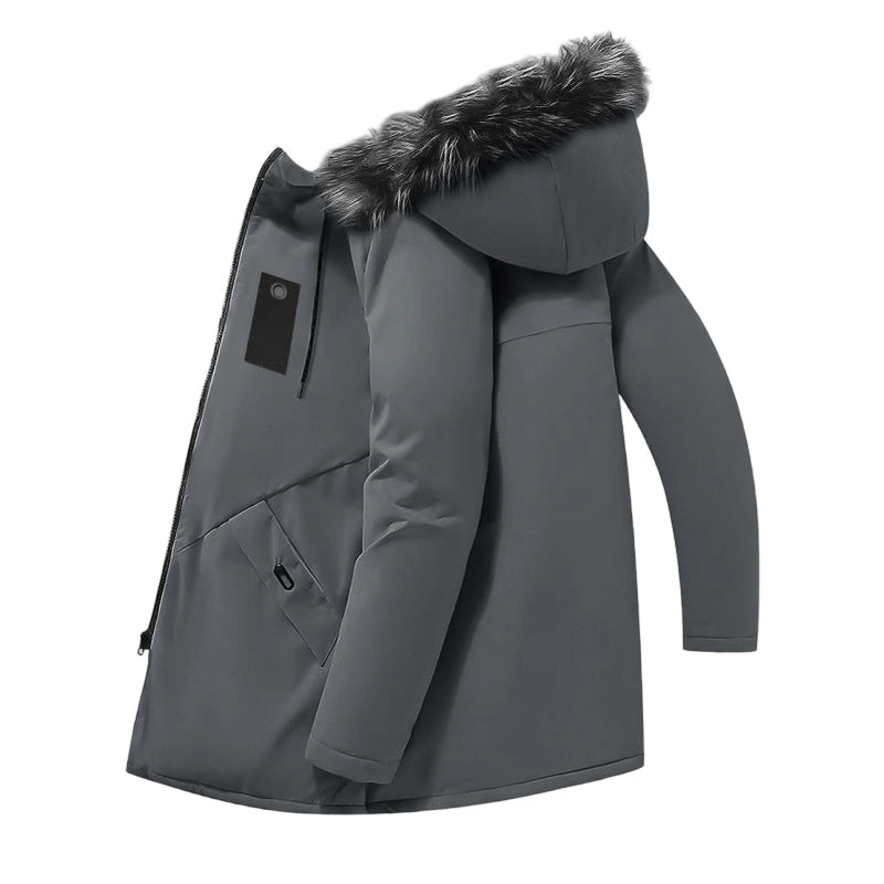 Nordic Faux-Fur Hooded Parka - Gray