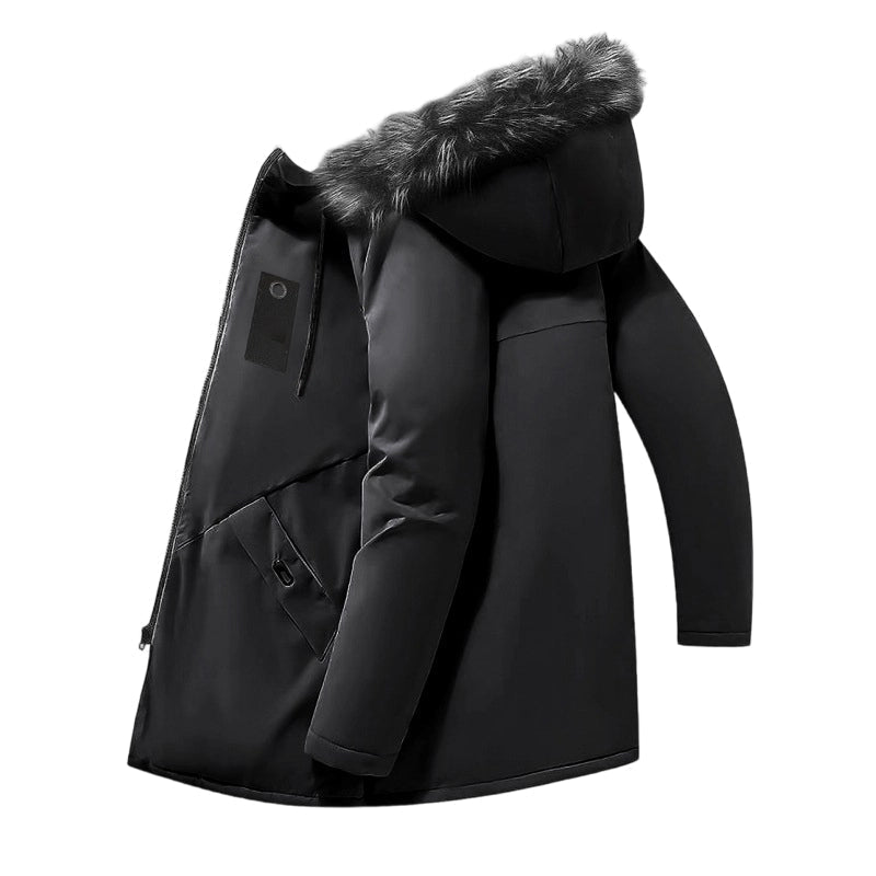 Nordic Faux-Fur Hooded Parka - Black