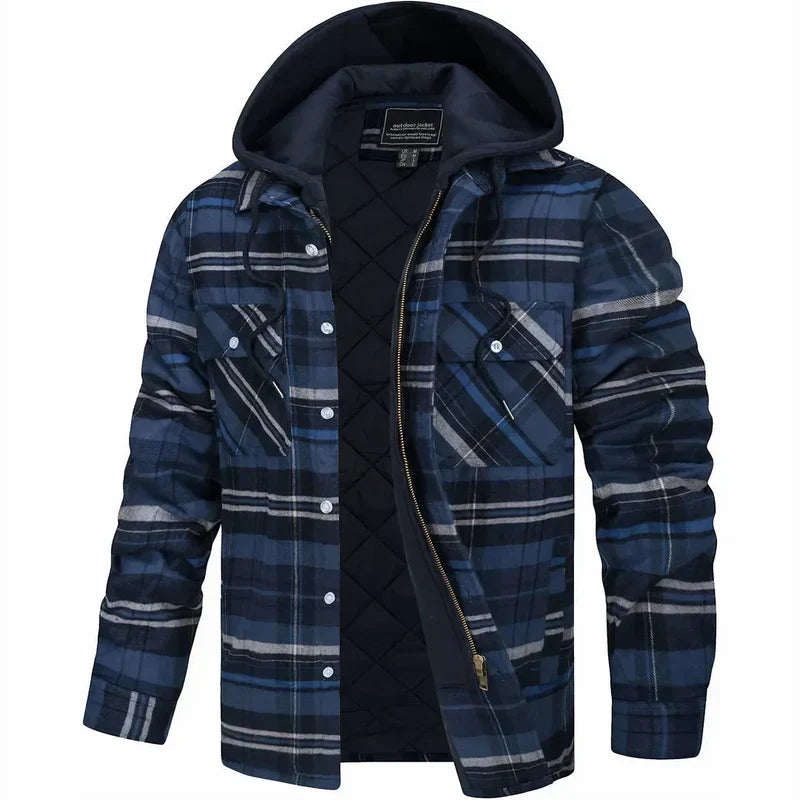 Claudio Quilted-Lined Hooded Plaid Jacket